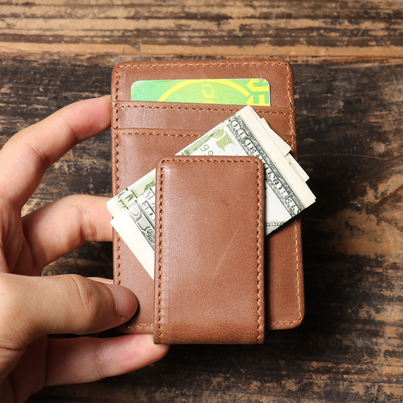 Men Slim Money Clip Wallet Lea - đánh giá và giá Money Clip Magnetic